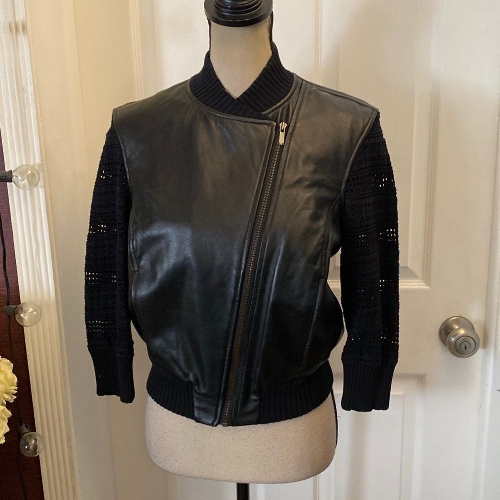 Ohne Titel Black Knit and Leather jacket, S